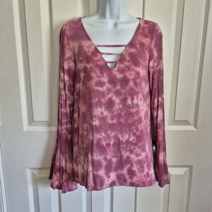 American Eagle Pink Tie‎ Dye Long Sleeve Soft & Sexy Tee Shirt Women's Medium